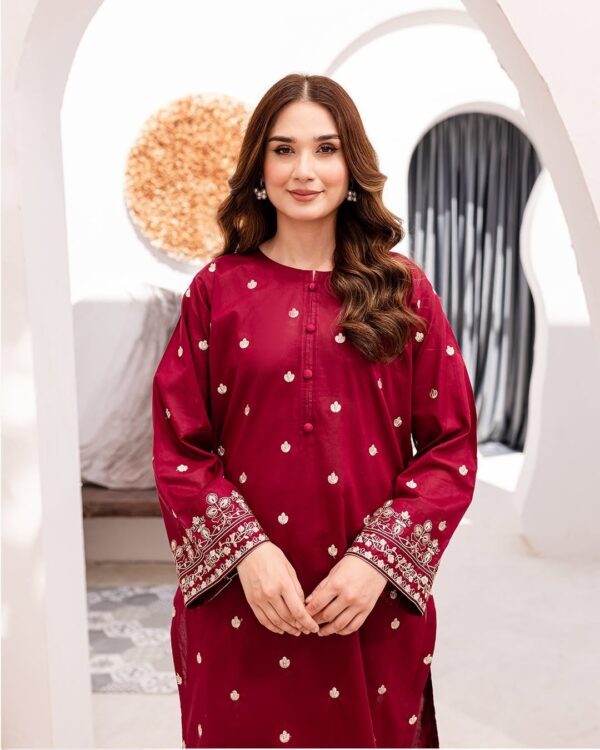 Mehroon Embroidery Suit 2pc